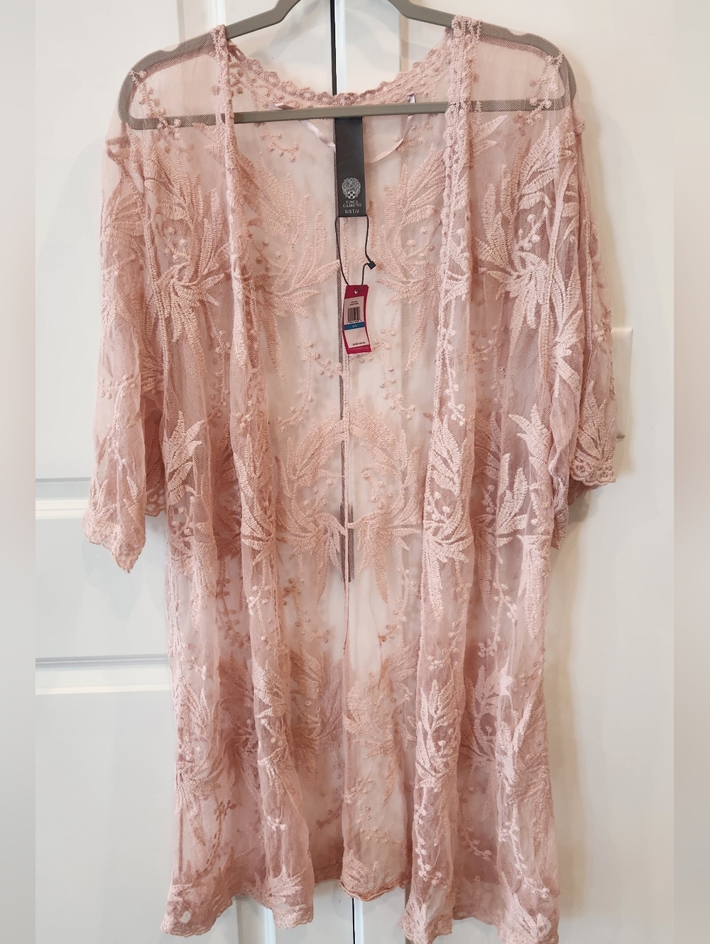 Vince Camuto Dusty Rose Lace Kimono Tunic